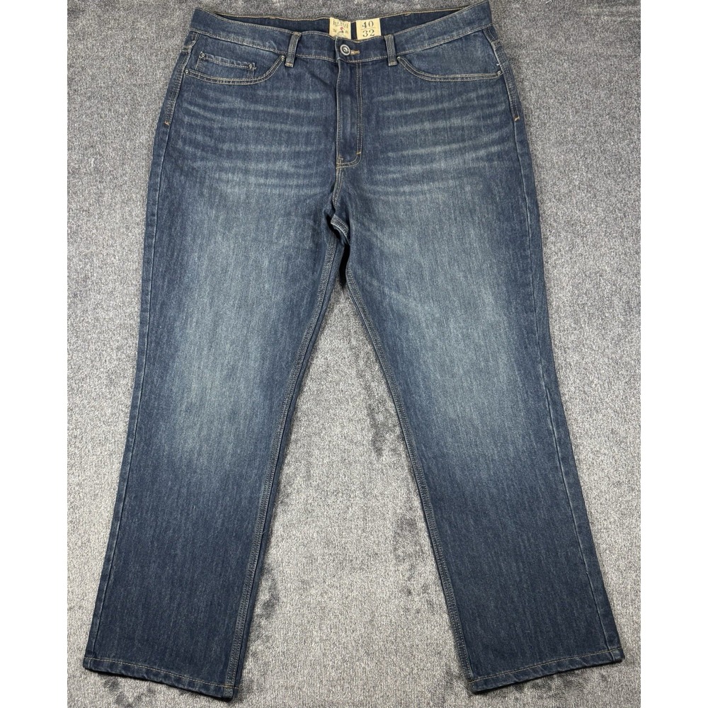 RedHead Jeans Relaxed Straight Leg Mens 40X32 Dark Wash Blue Denim 100% Cotton